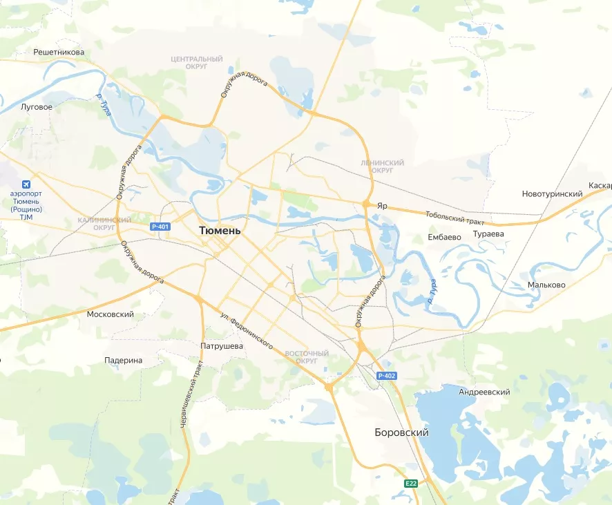 Карта Тюмени